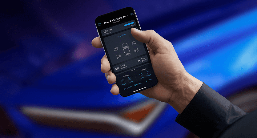 2026 Acura Integra AcuraLink Connected Services smartphone app interface