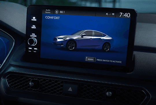 2026 Acura Integra Comfort drive mode shown on the infotainment display