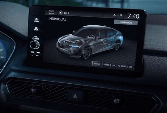 2026 Acura Integra Individual drive mode customization on the infotainment display