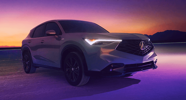 2026 Acura ADX in white at dusk, front three-quarter view