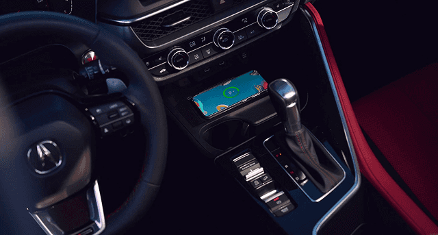2026 Acura ADX center console with wireless phone charging pad and gear shifter