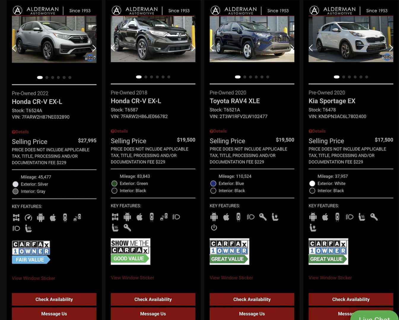 Alderman Automotive inventory page