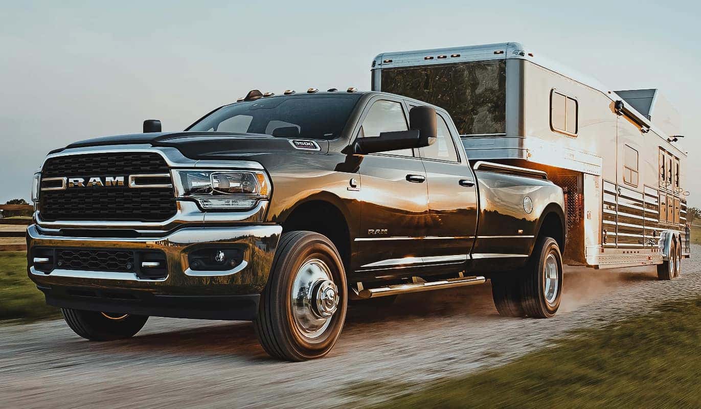 RAM 3500 towing a horse trailer