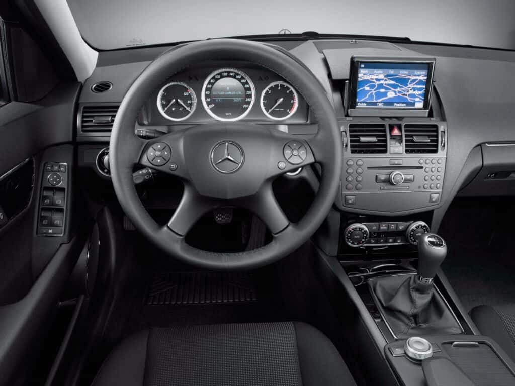 Mercedes Steering Wheel and Gauge Cluster, Infotainment Center in Gray