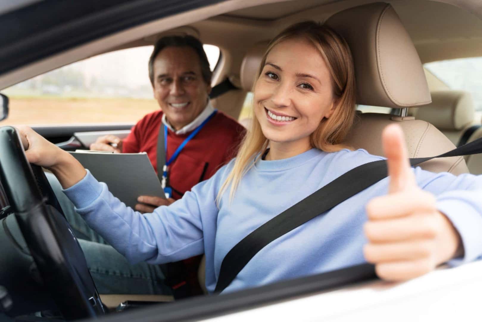 A Teen Driver Taking Their Drivers Test And Acing It