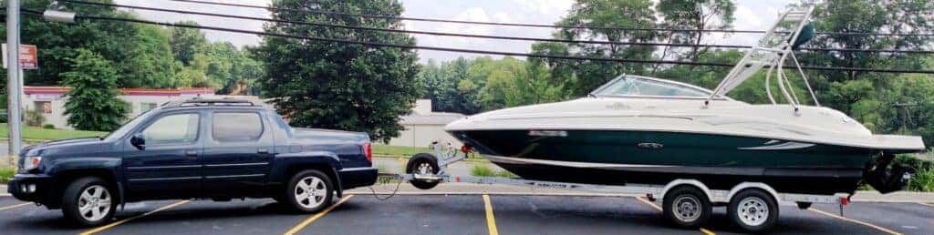 Honda Ridgeline Towing a Large Boat