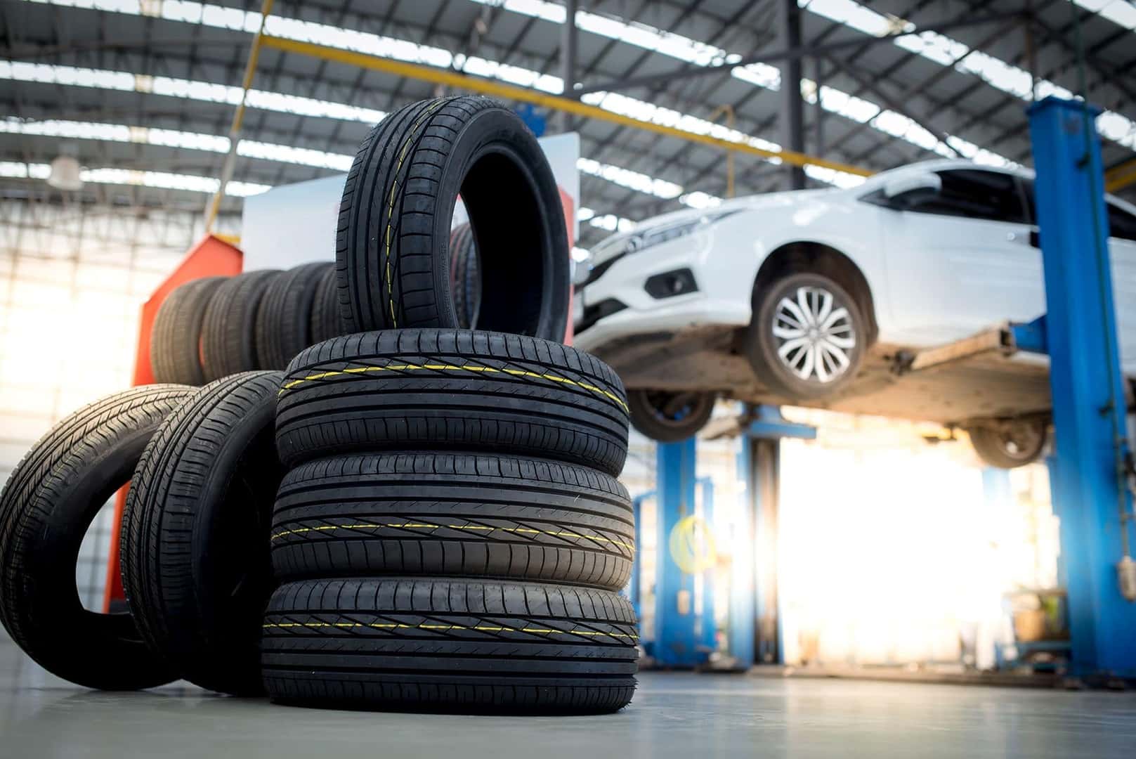 A Stack Of Good Tires At A Respectable And Dependable Automotive Tire Shop