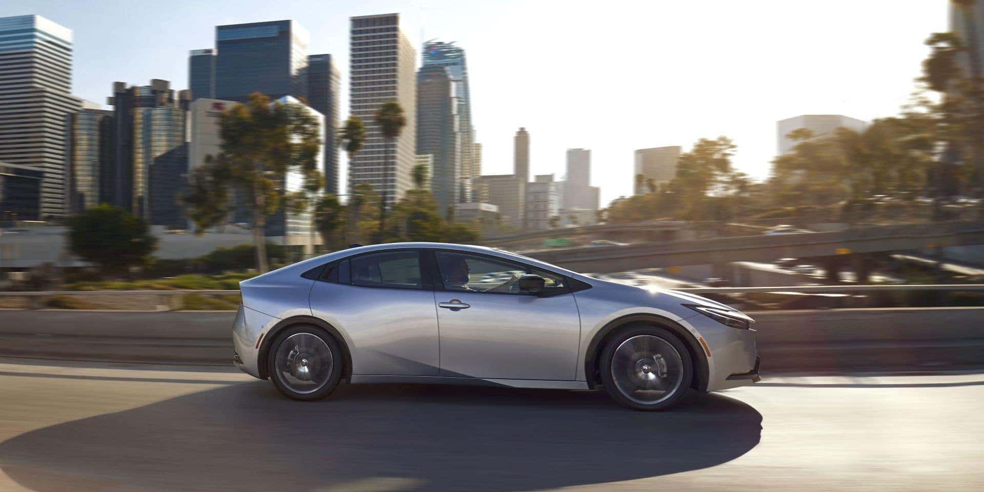 The Silver Side Profile Of The Futuristic Toyota Prius