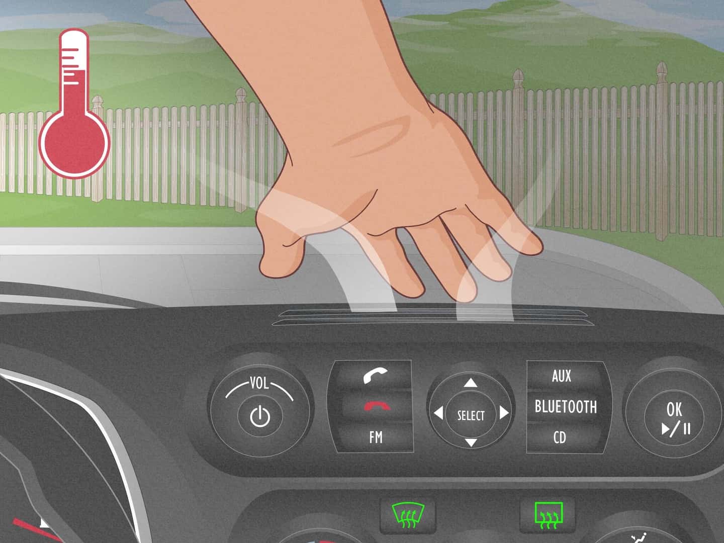Defroster in a car