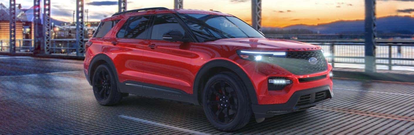 2023 Ford Explorer Red on bridge