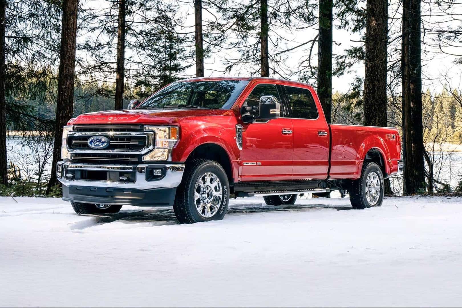 The Trustworthy 2020 Ford F-250 Super Duty, Driving Off-Road In A Snowed-In Forest
