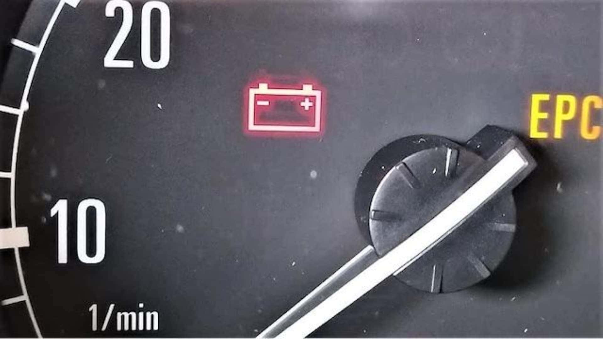 The Bright Battery Light On A Vehicle's Dash