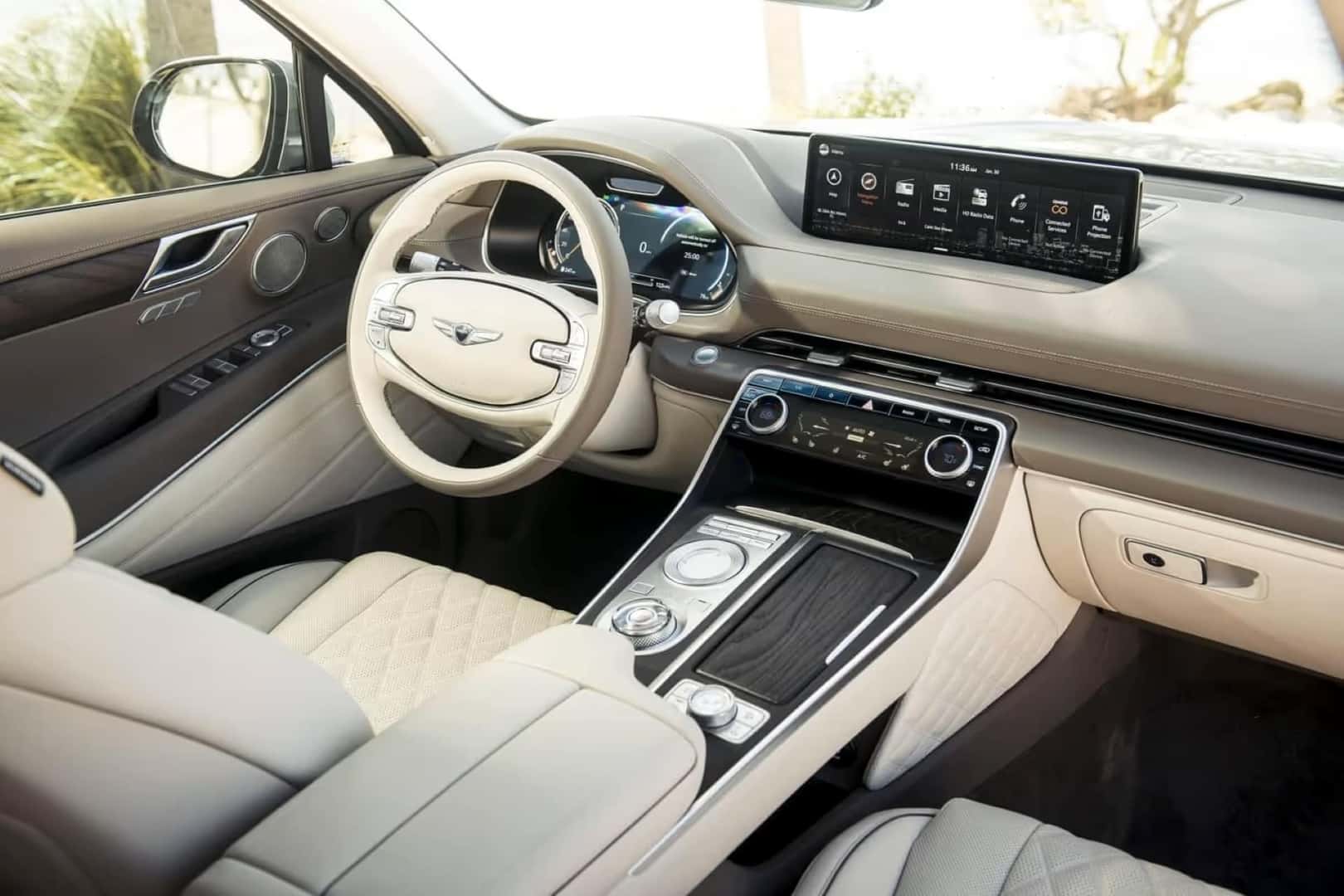 The Luxurious Front Interior Of The Upscale And Korean-Based Genesis GV80