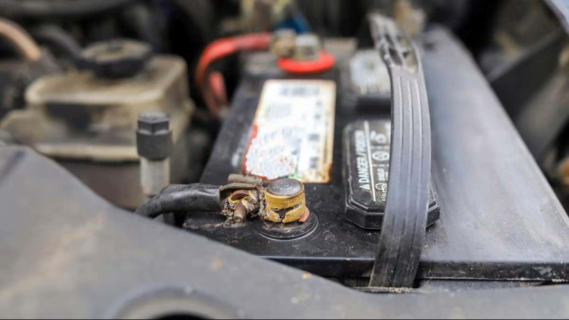 Dirty, Disgusting Contact Corrosion On The Innocent Car Battery's Terminal