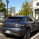 Used 2017 Porsche Macan parked at Hamilton Town Center in Noblesville Indiana on a clear summer day