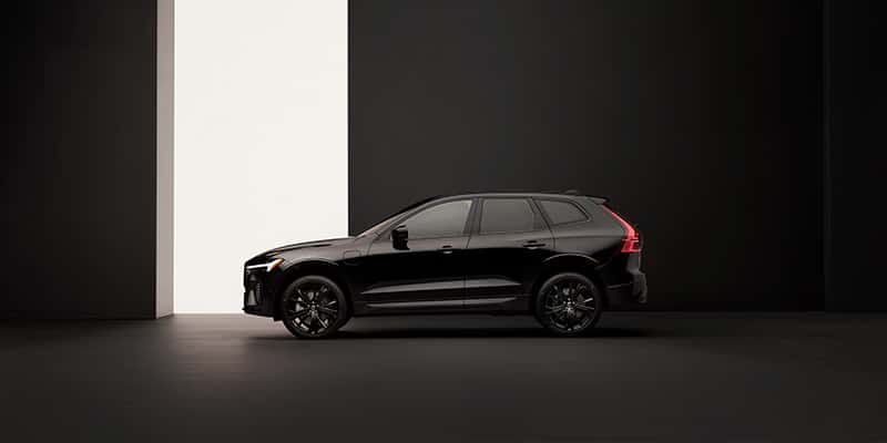 The profile of a black Volvo XC60