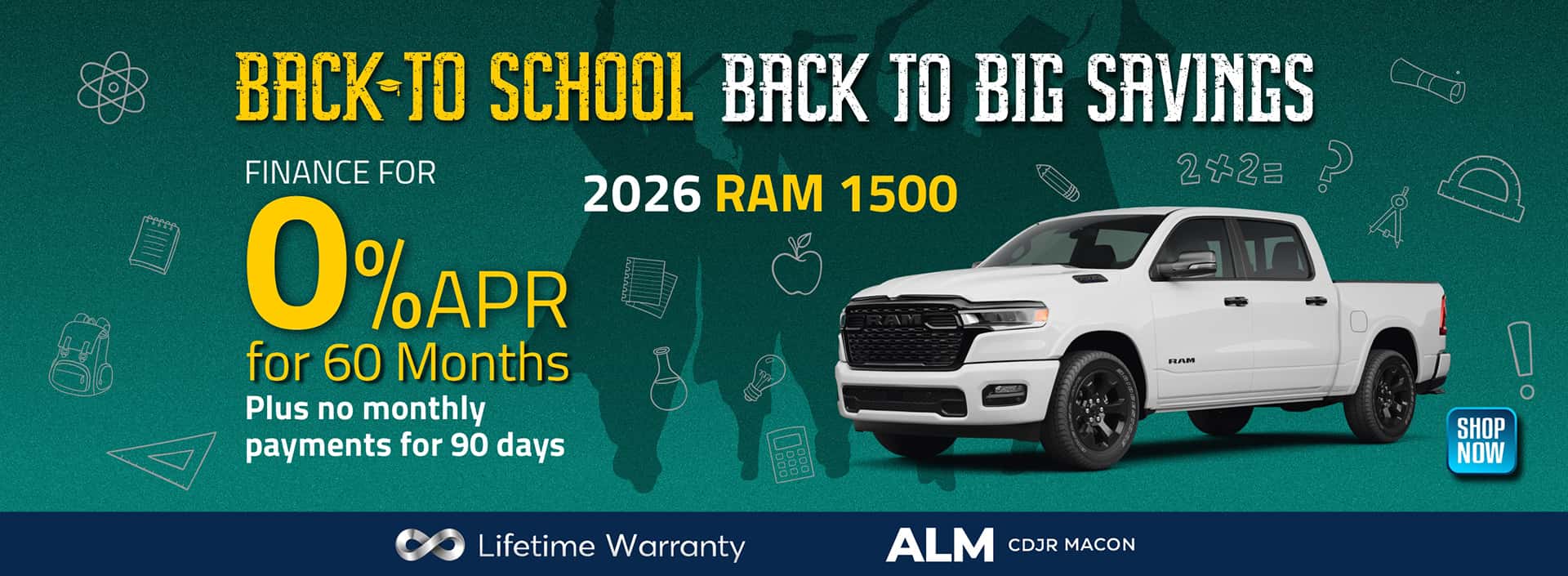 2026 Ram 1500 0% 60 months no payments 90 days. ALM CDJR Macon, GA