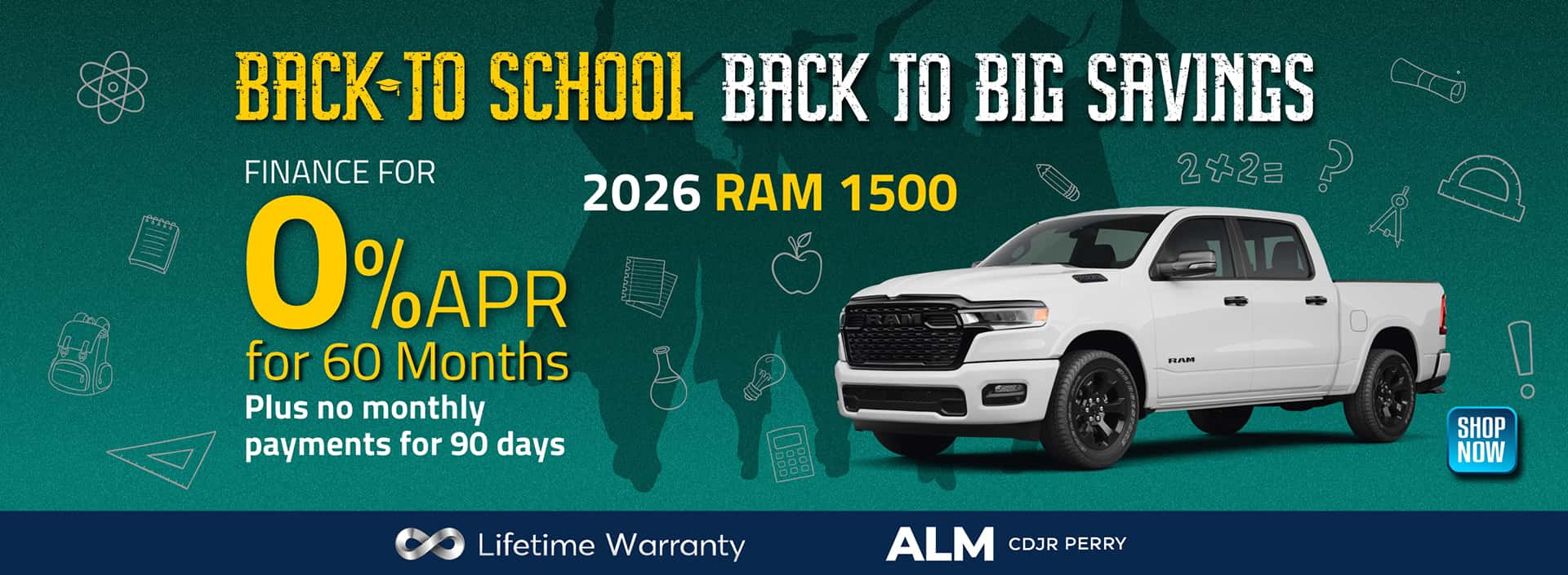 2026 RAM 1500 0% 60 months plus no payments for 90 days. ALM CDJR Perry, GA