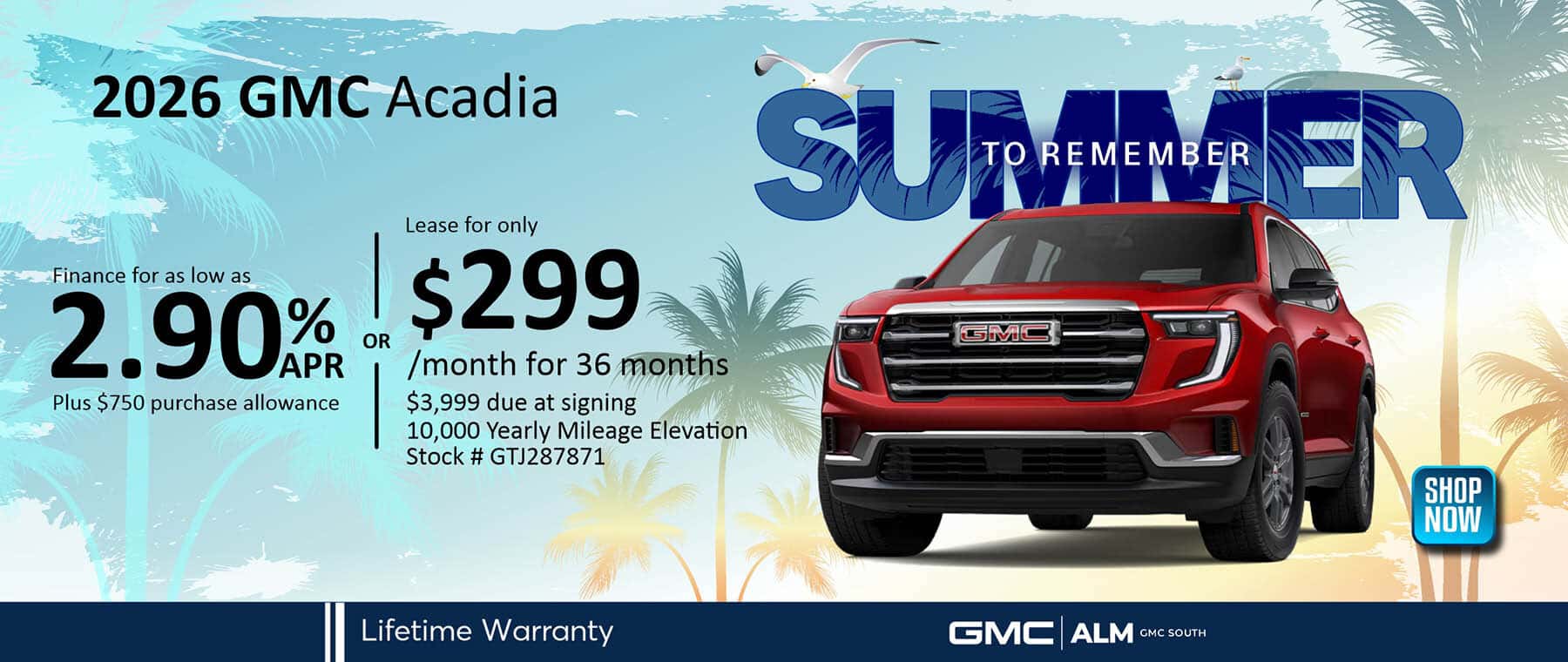2026 GMC Acadia FInance and Lease offer. ALM GMC South - Morrow, GA