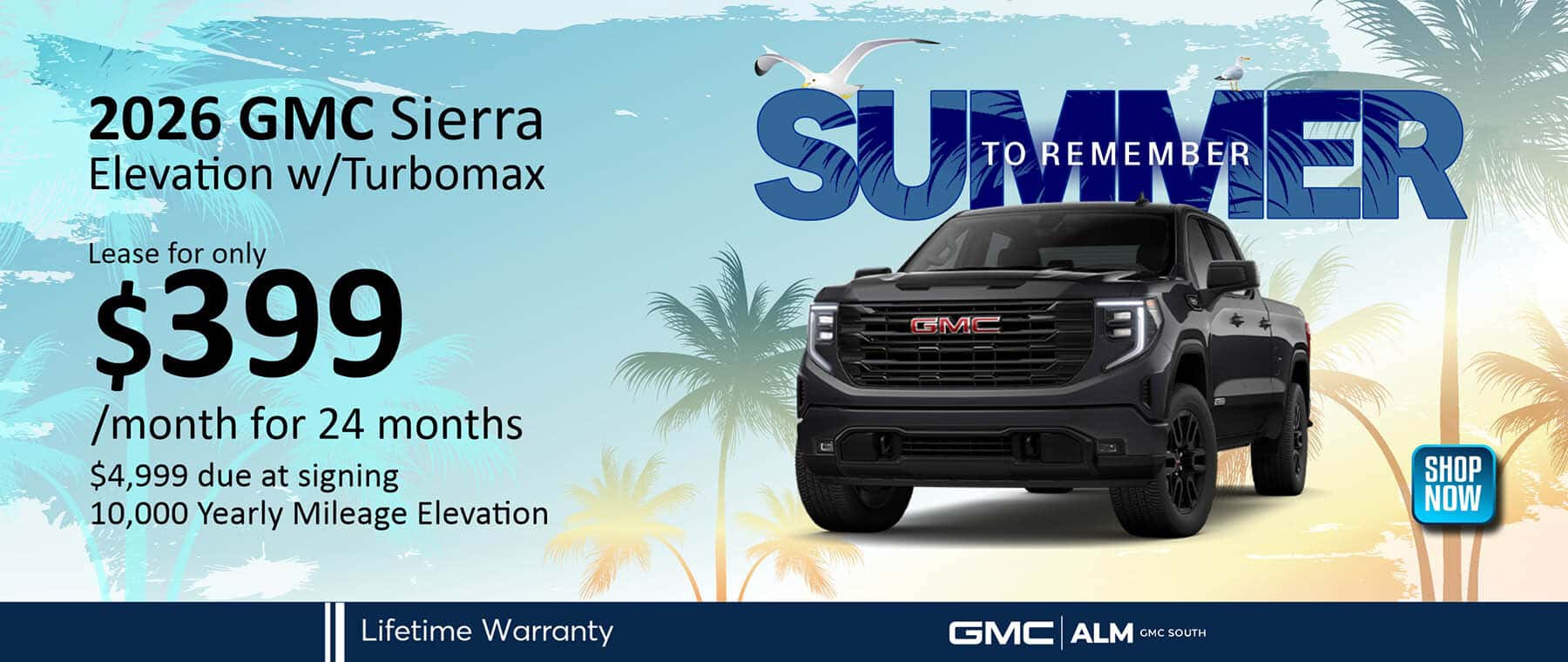 2026 GMC Sierra turbomax lease offer. ALM GMC South - Morrow, GA