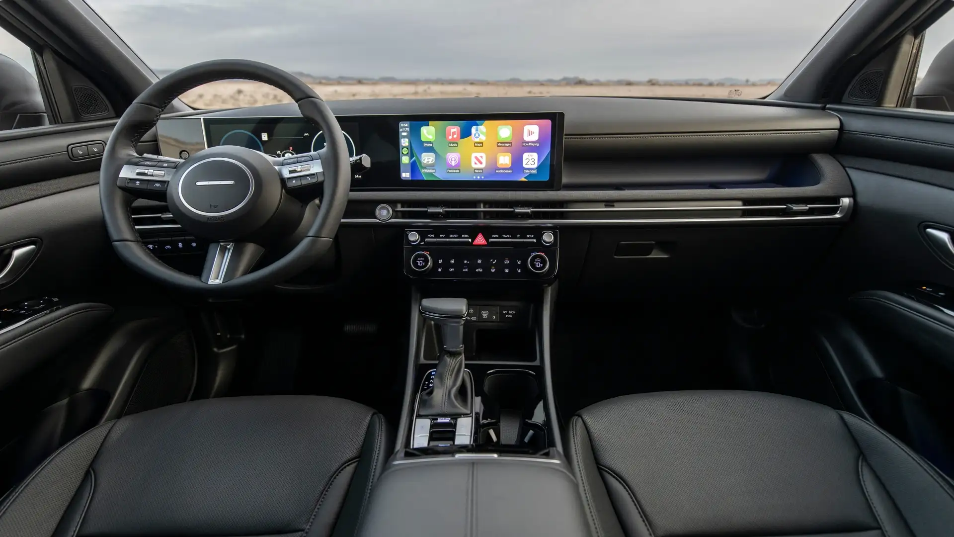 2025 Hyundai Santa Cruz interior with digital display and modern dashboard layout.