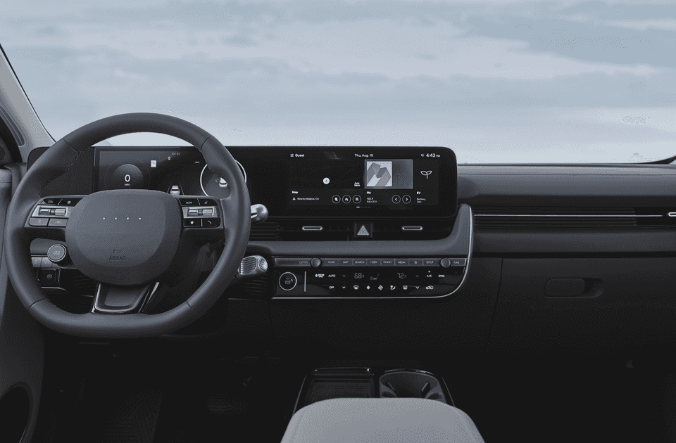 2025 Hyundai IONIQ 5 dashboard interior featuring digital cockpit and infotainment system.