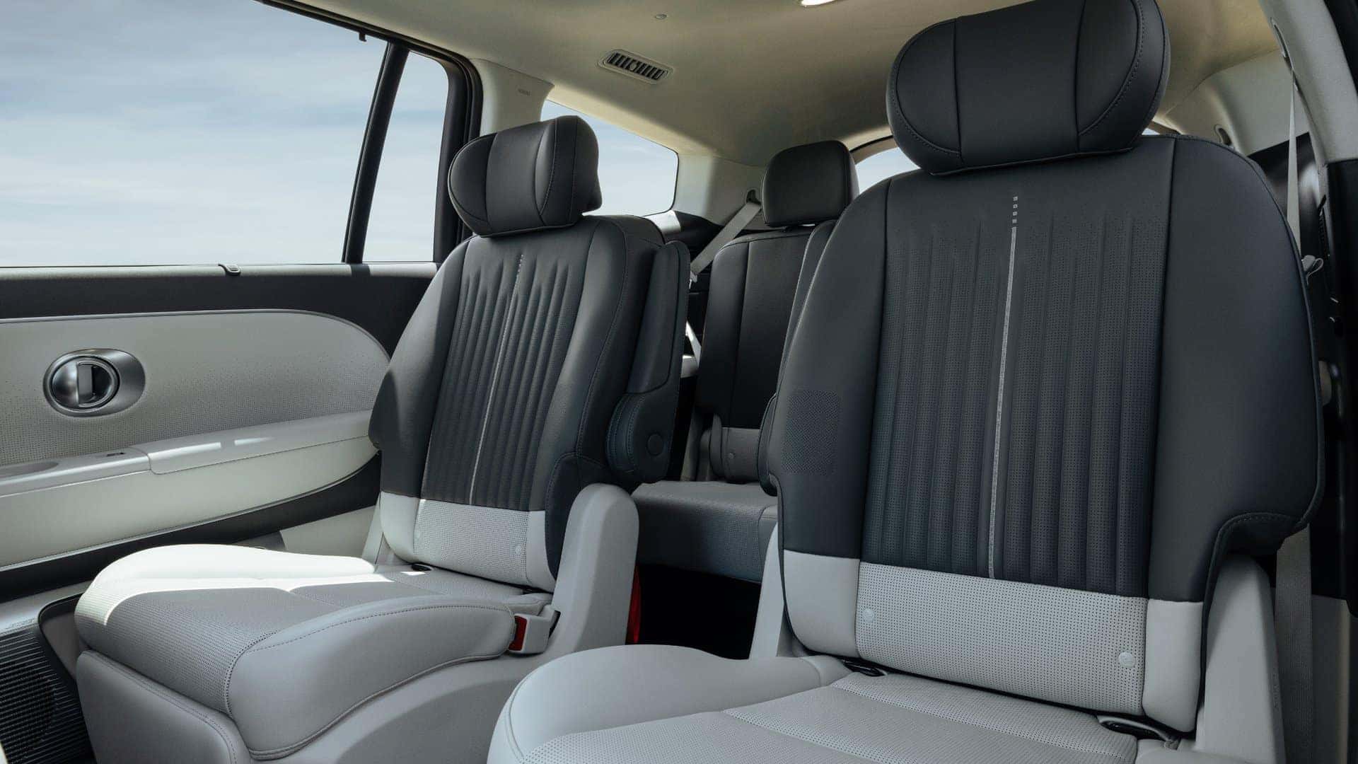 2026 Hyundai IONIQ 9 second-row seating with premium upholstery, wide legroom, and fold-flat configuration.