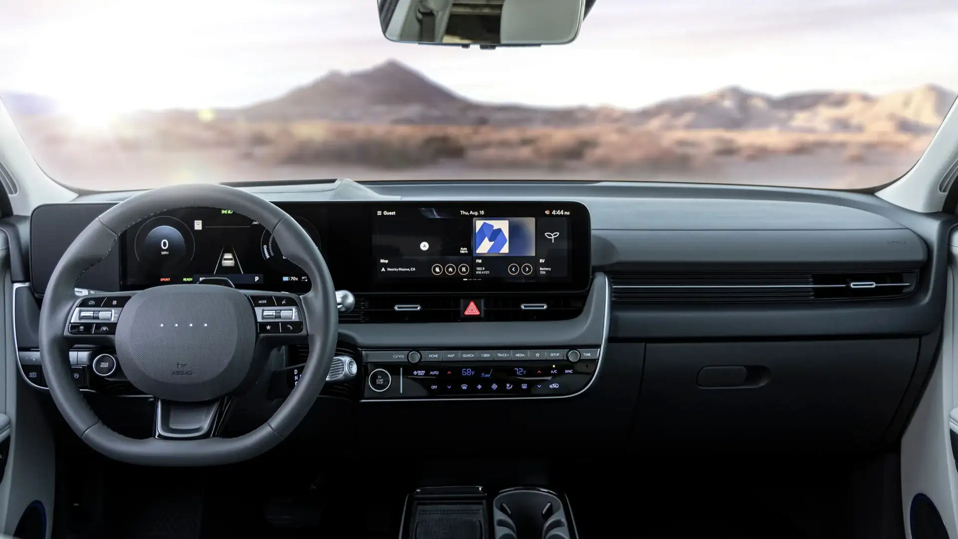 2026 Hyundai IONIQ 5 interior dashboard with digital display climate controls and center console.