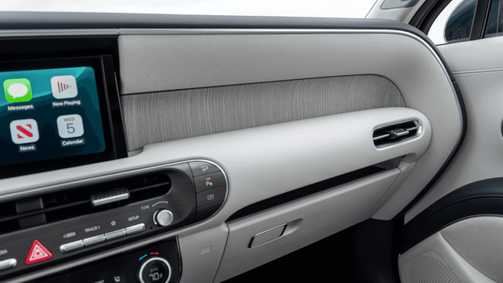 Close-up of 2026 Hyundai Palisade passenger dashboard showing elegant vent styling and infotainment controls