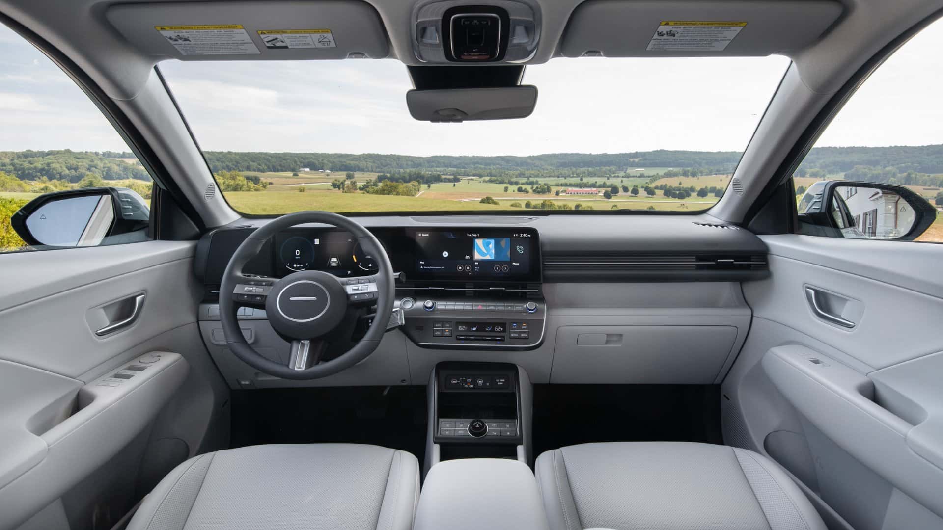 2026 Hyundai Kona interior cockpit with digital instrument display and modern dashboard design.