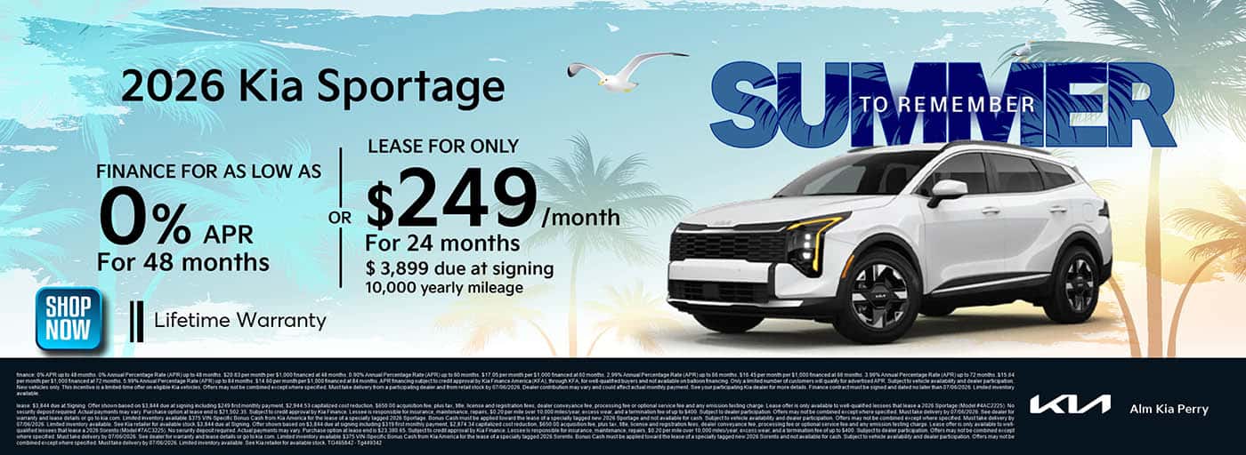 2026 Kia Sportage Finance and Lease offer. ALM Kia Perry - Perry, GA
