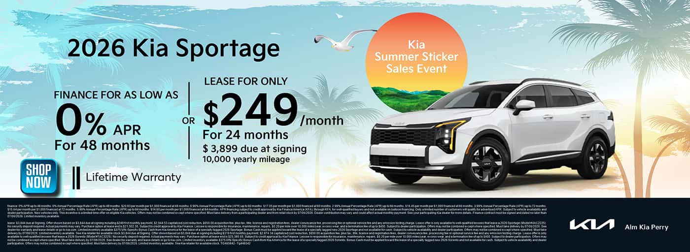 2026 Kia Sportage Finance and Lease offer. ALM Kia Perry - Perry, GA