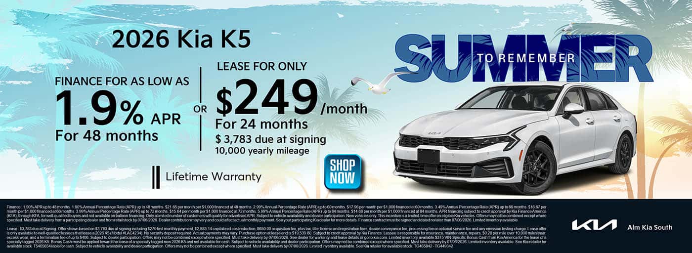 2026 Kia K5 Finance and Lease offer. ALM Kia South - Union City, GA