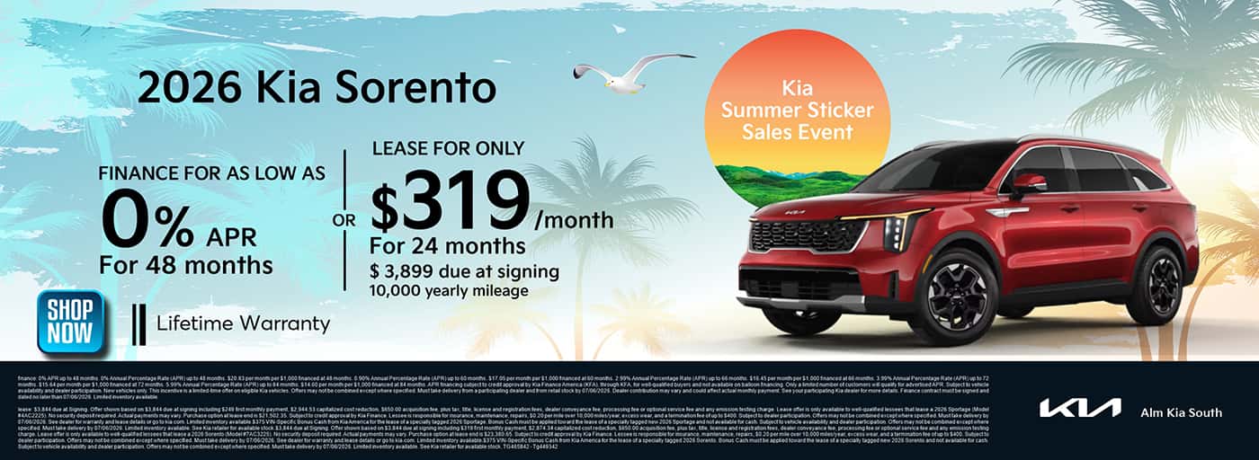 2026 Kia Sorento Finance and Lease offers. ALM Kia South - Union City, GA