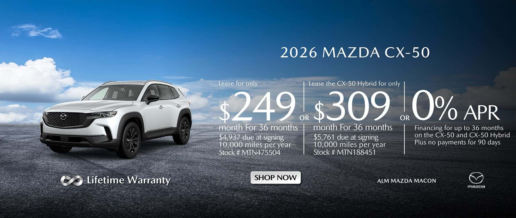 2026 CX-50 Gas and Hybrid Lease and and Finance offer.