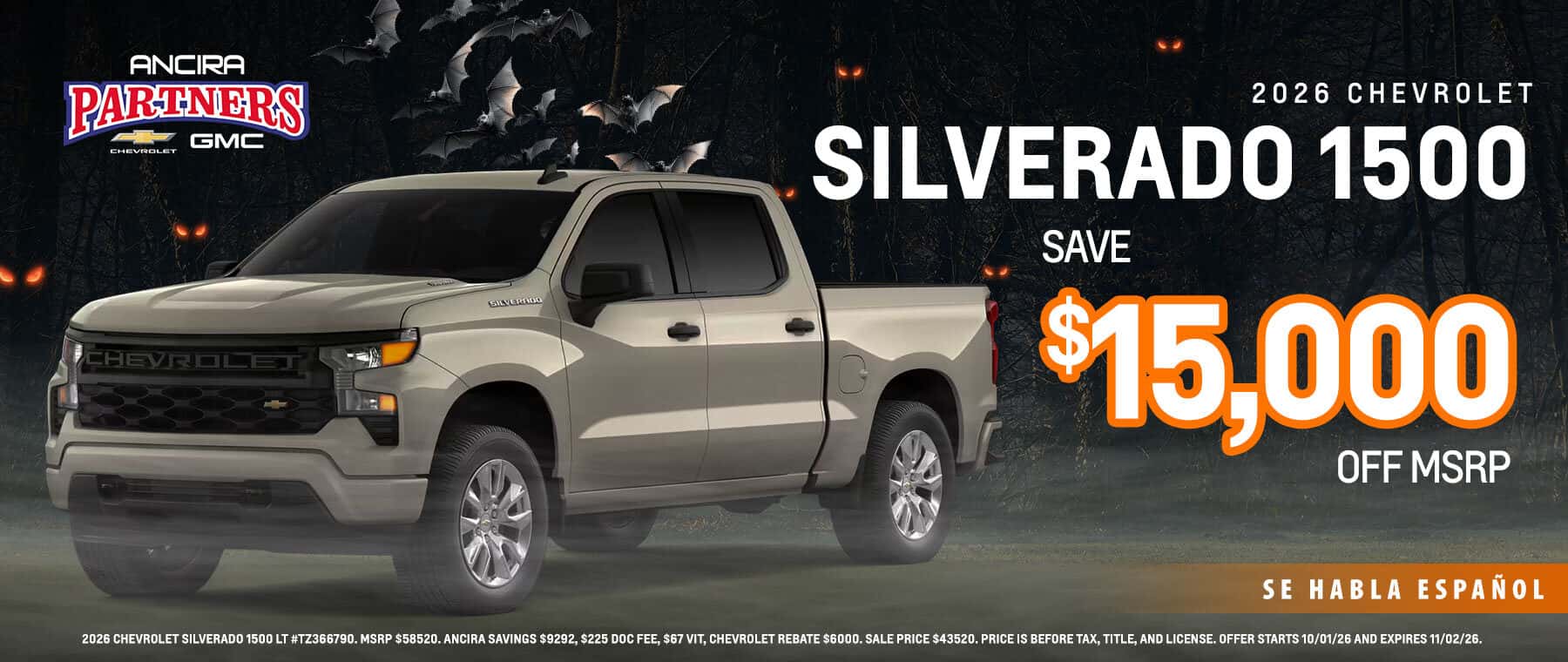 2026 Chevrolet Silverado 1500 Save $15,000 off MSRP