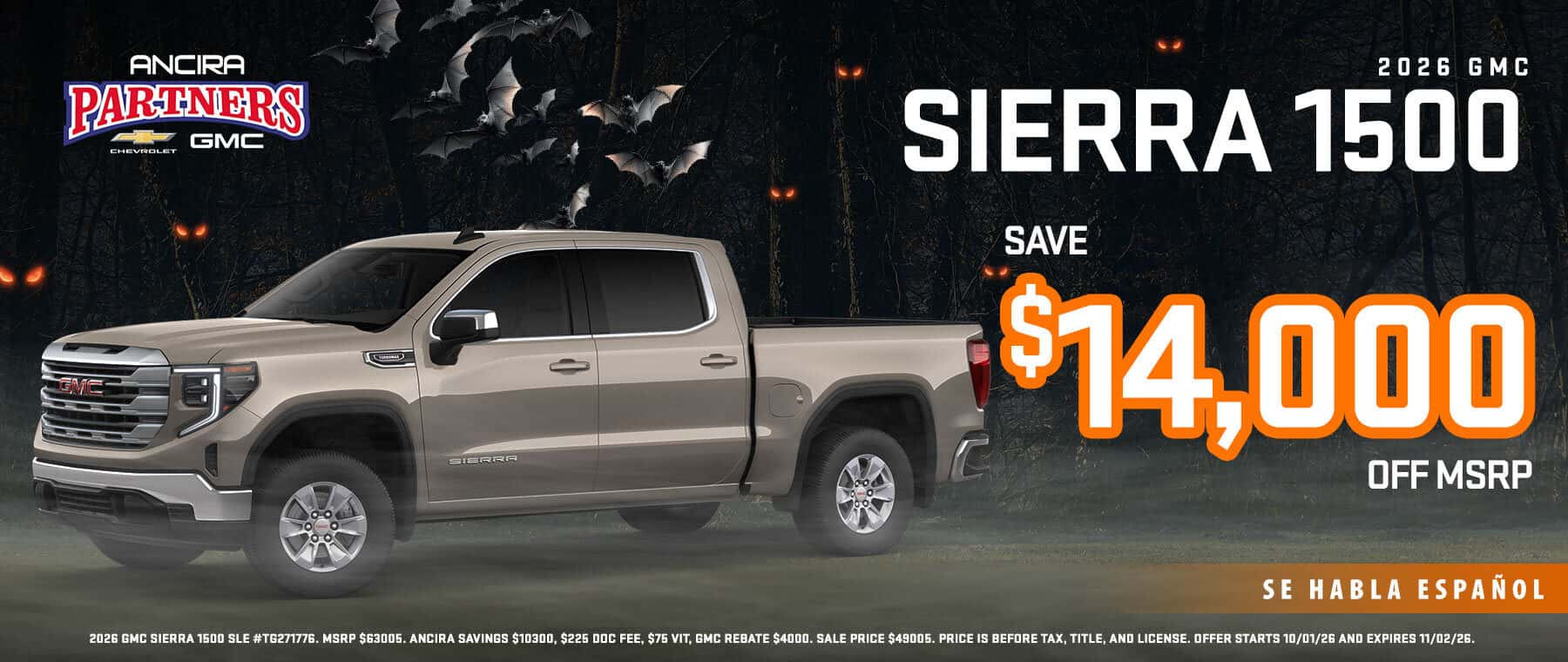 2026 GMC Sierra 1500 Save $14,000 off MSRP