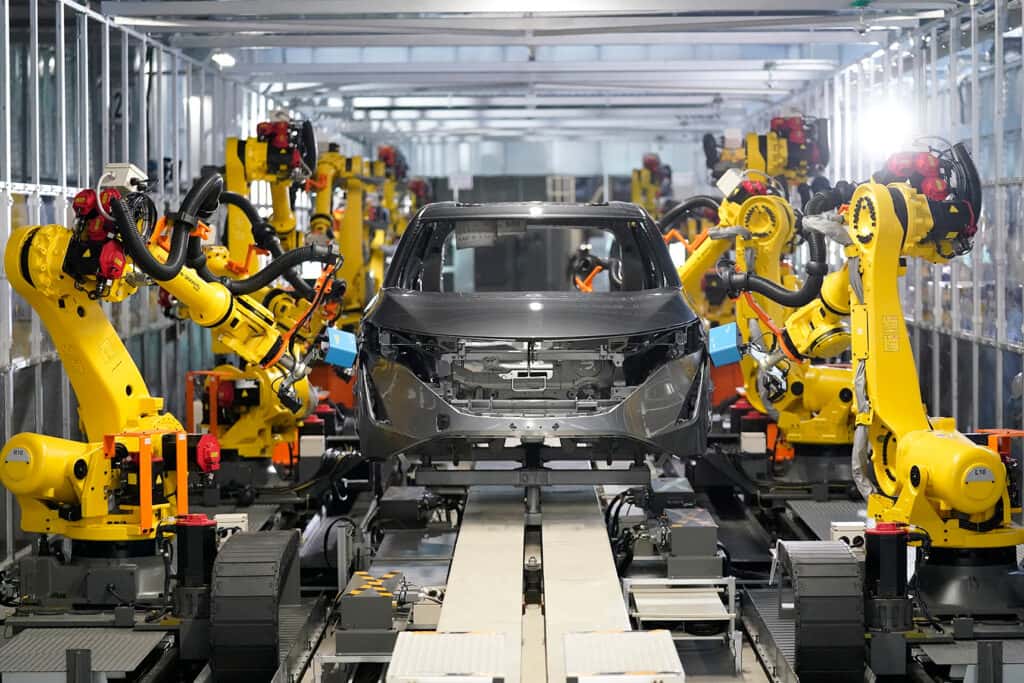 nissan car being assembled at one of their USA plant locations