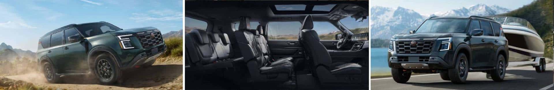 latest Nissan Armada SUV exterior and interior side by side