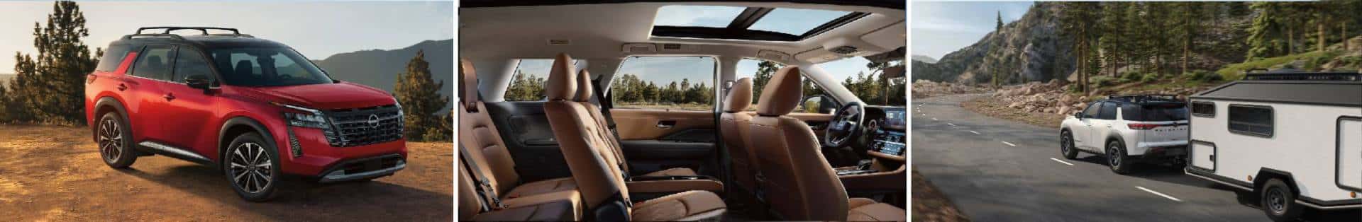 2026 Nissan Pathfinder SUV exterior and interior side by side