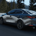 A Mazda lease vehicle on the road