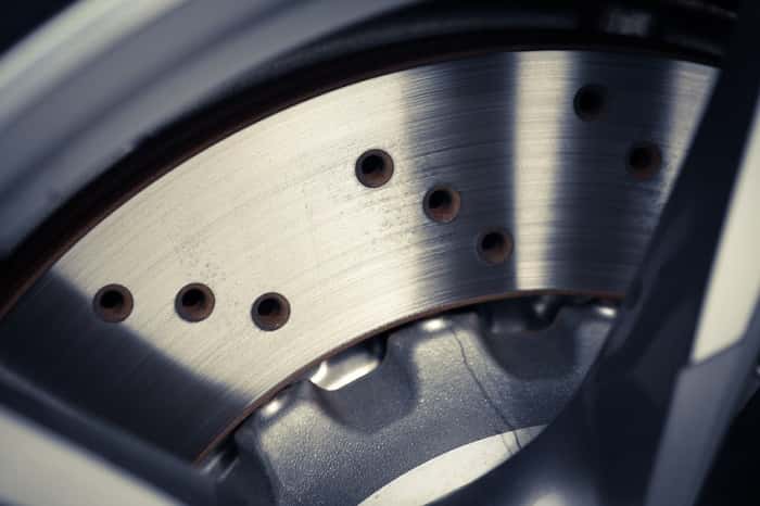 Closeup of Mazda brake service