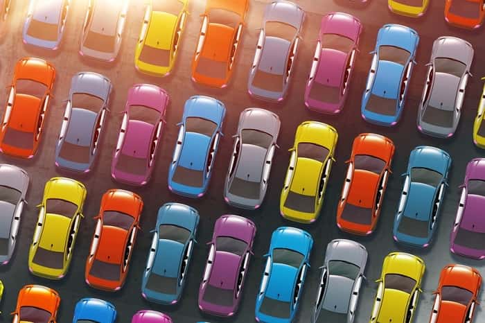 Rows of pre-owned cars in Bakersfield, CA