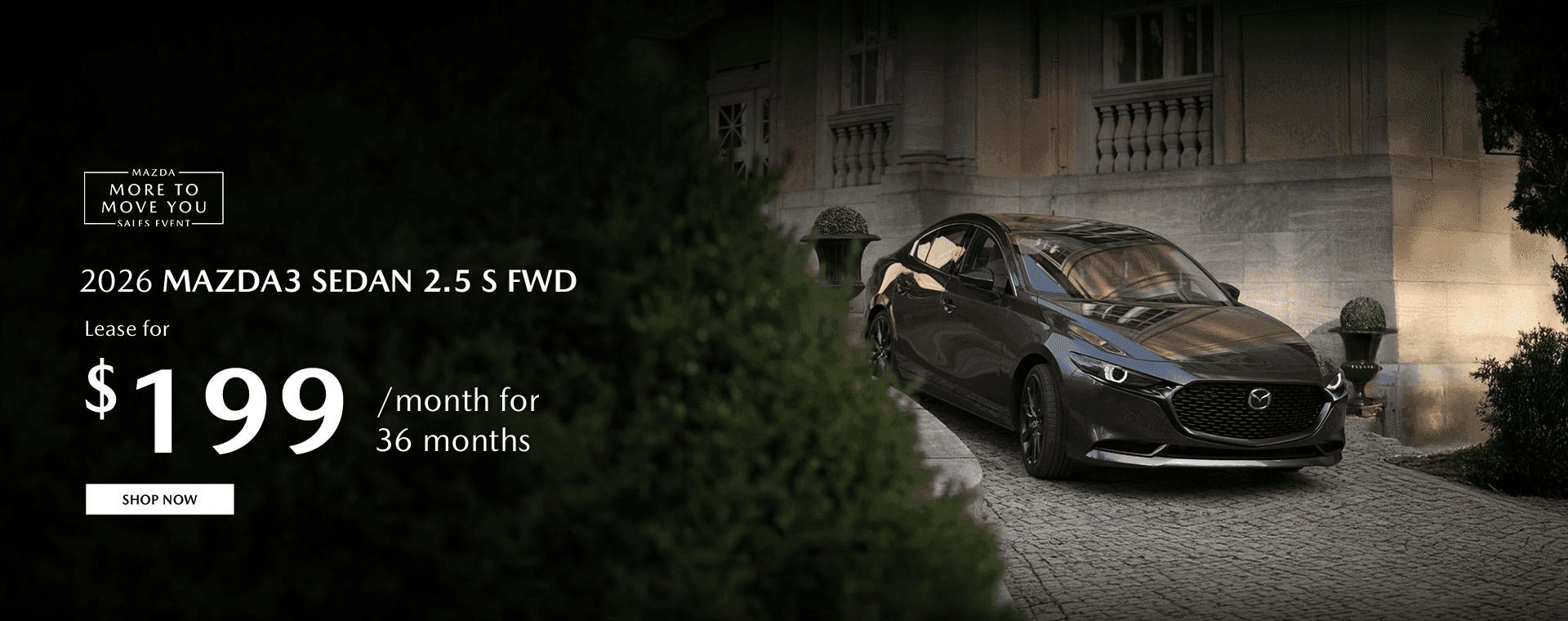 2026 Mazda3 Sedan 2.5 S FWD Subtext Lease for $199/month for 36 months
