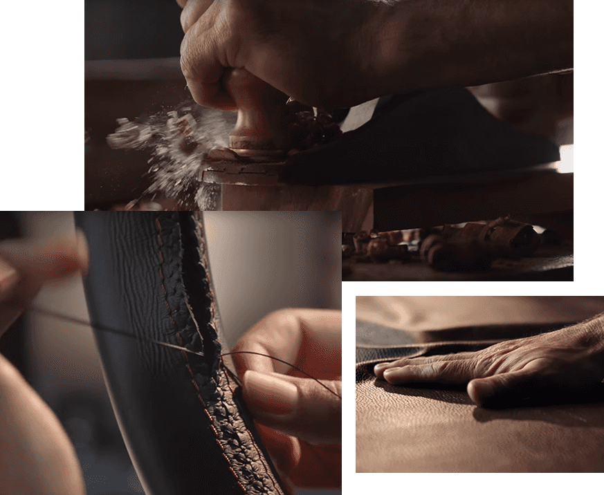 craftmen hand sewing a Mazda steering wheel cover and utilizing clay to make Mazda designs demonstrating Mazdas Kodo Design philosophy