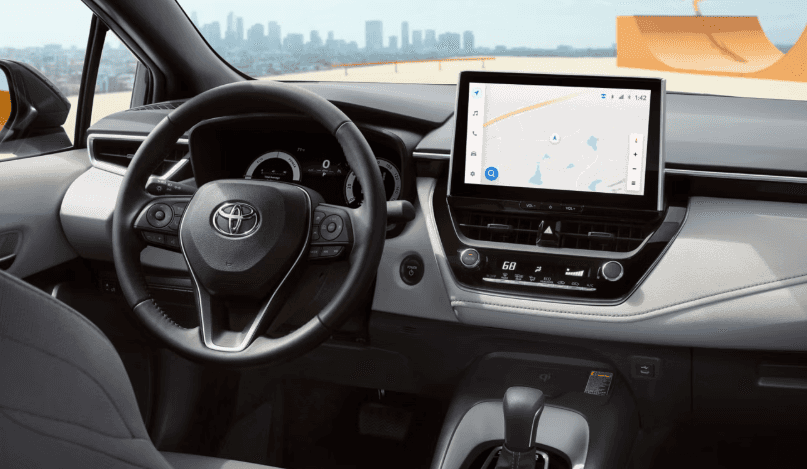 Interior of the 2026 Corolla Hybrid for sale in Westminster, CA at Beach Cities Toyota Westminster