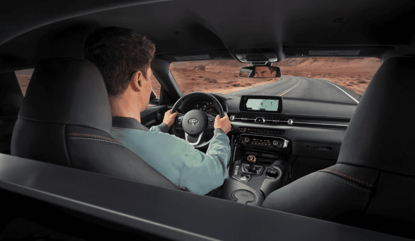 Interior of the 2026 Toyota GR Supra for sale at Westminster, CA at Beach Cities Toyota Westminster