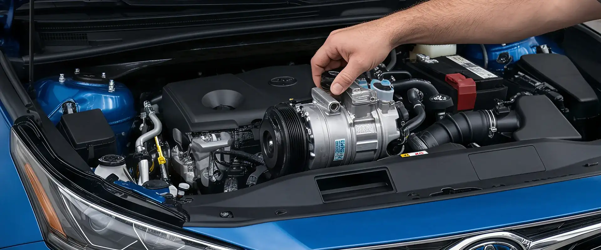 Toyota AC and heating repair technician working on vehicle