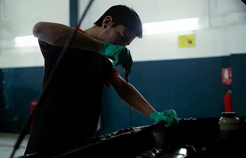 Engine oil being changed