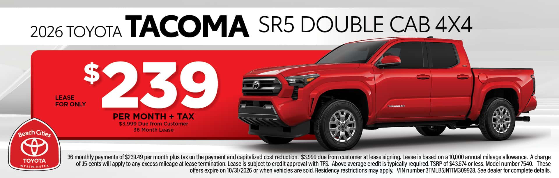 October Tacoma SR5